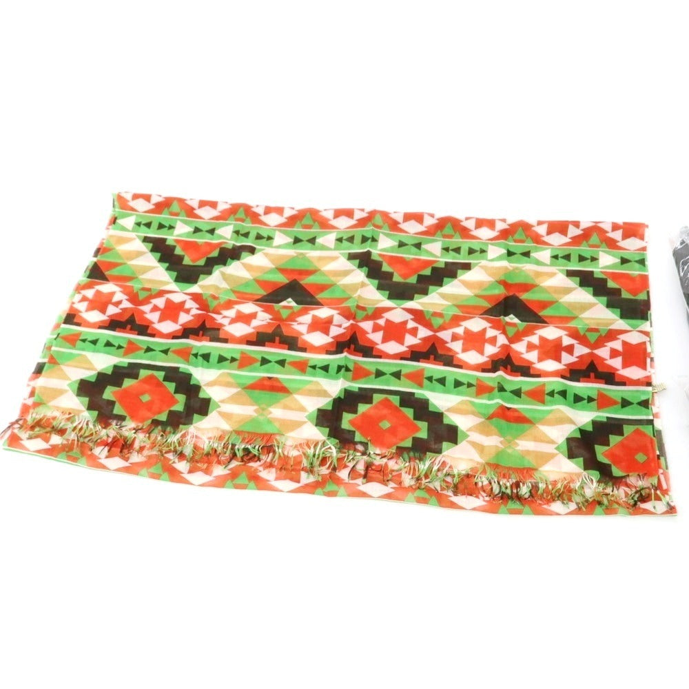 【中古】リベラーノ&リベラーノ LIVERANO&LIVERANO カシミヤ ネイティブ柄 ストール グリーンxレッド【 状態ランクB 】【 メンズ 】