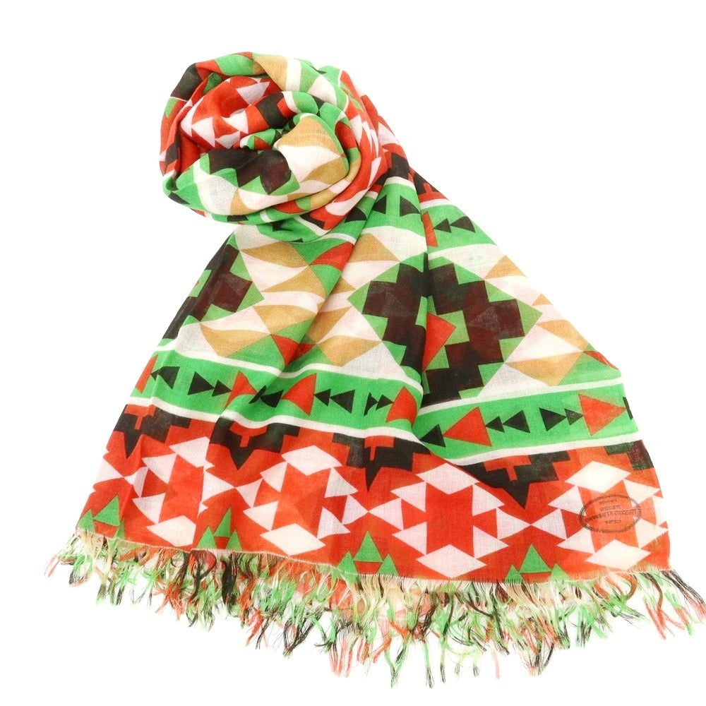 【中古】リベラーノ&リベラーノ LIVERANO&LIVERANO カシミヤ ネイティブ柄 ストール グリーンxレッド【 状態ランクB 】【 メンズ 】