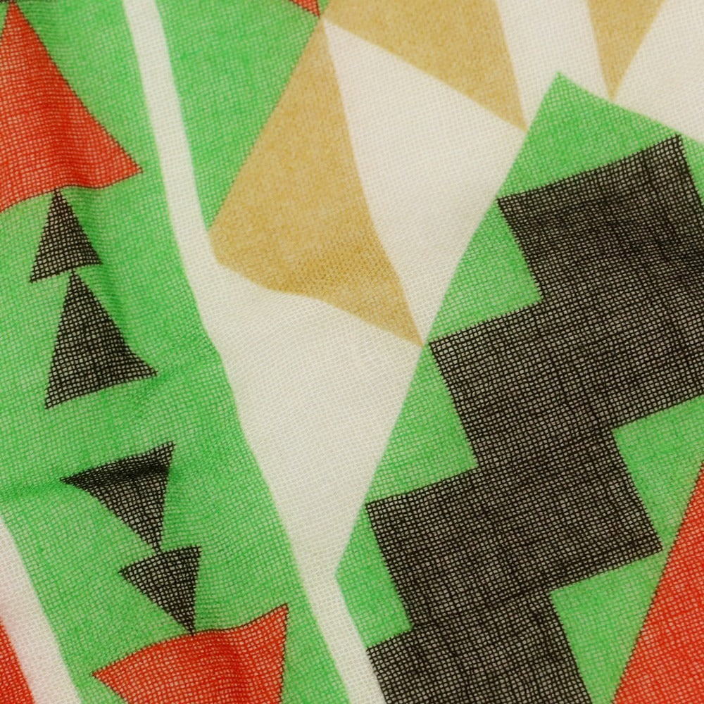 【中古】リベラーノ&リベラーノ LIVERANO&LIVERANO カシミヤ ネイティブ柄 ストール グリーンxレッド【 状態ランクB 】【 メンズ 】