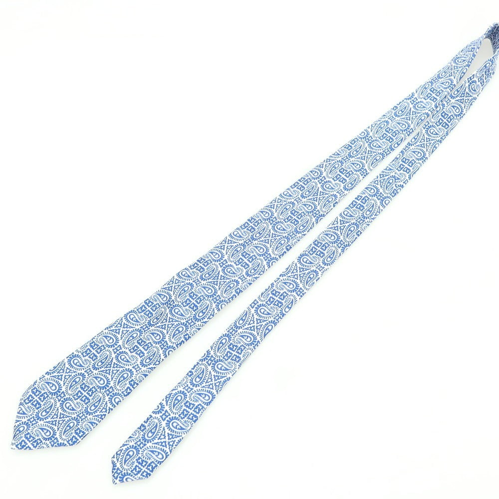 【中古】ペトロニウス PETRONIUS BEAMS F別注 シルク プリント ペイズリー柄ネクタイ ブルーxホワイト【 状態ランクA 】【 メンズ 】