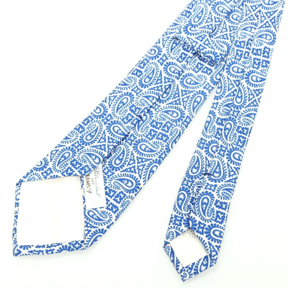 【中古】ペトロニウス PETRONIUS BEAMS F別注 シルク プリント ペイズリー柄ネクタイ ブルーxホワイト【 状態ランクA 】【 メンズ 】