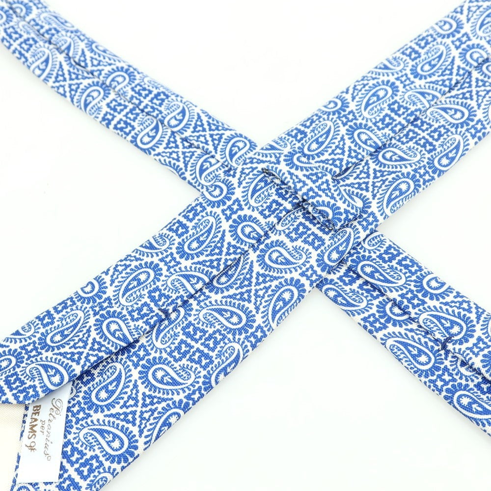 【中古】ペトロニウス PETRONIUS BEAMS F別注 シルク プリント ペイズリー柄ネクタイ ブルーxホワイト【 状態ランクA 】【 メンズ 】