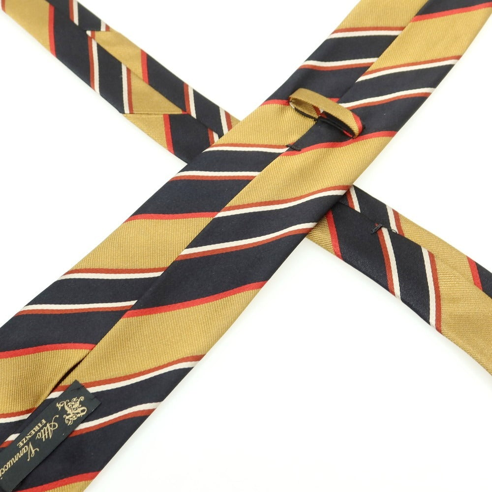 【中古】アットヴァンヌッチ Atto Vannucci シルク セッテピエゲ ストライプ柄ネクタイ ブラウンxブラック系【 状態ランクA 】【 メンズ 】