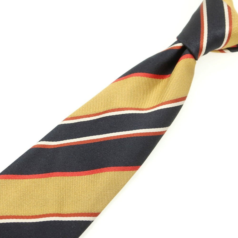 【中古】アットヴァンヌッチ Atto Vannucci シルク セッテピエゲ ストライプ柄ネクタイ ブラウンxブラック系【 状態ランクA 】【 メンズ 】