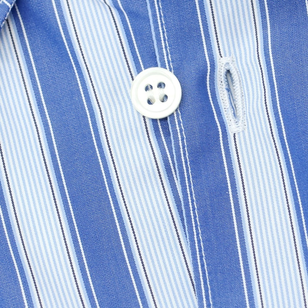 【中古】コムデギャルソンシャツ COMME des GARCONS SHIRT 2024年秋冬 コットン ストライプ アシンメトリー レギュラーカラー カジュアルシャツ ブルーxライトブルー【 M 】【 状態ランクA 】【 メンズ 】