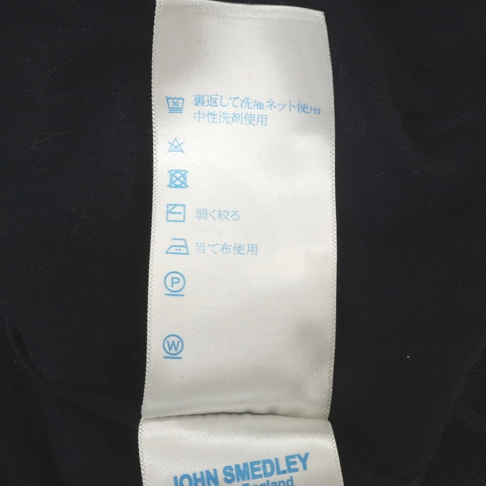 【中古】ジョンスメドレー JOHN SMEDLEY SOVEREIGN別注 ハイゲージ コットン ハイネック 半袖 プルオーバーニット ネイビー【 S 】【 状態ランクB 】【 メンズ 】