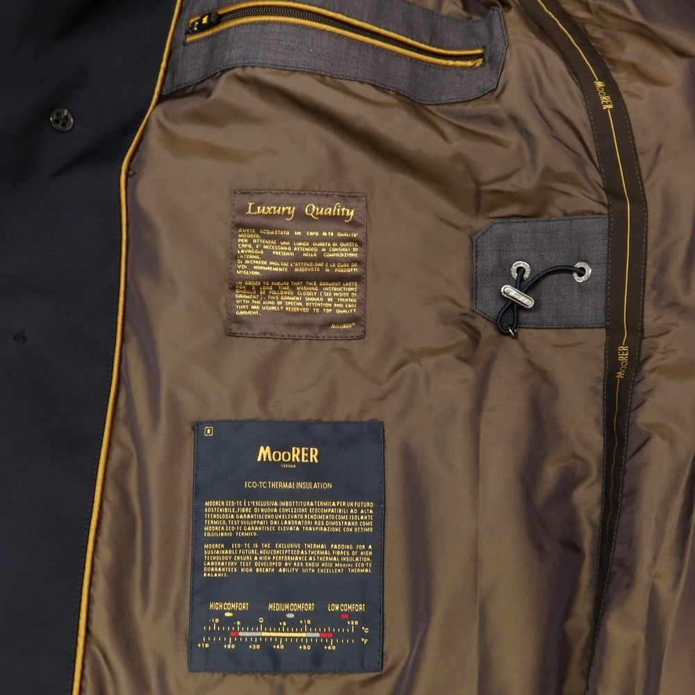 【中古】ムーレー MOORER ポリエステル 中綿入り ダブルブレストコート ネイビー【 48 】【 状態ランクB 】【 メンズ 】