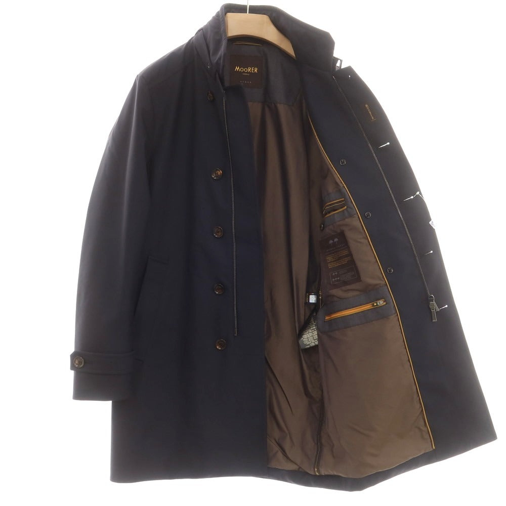 【中古】ムーレー MOORER ポリエステル 中綿入り ダブルブレストコート ネイビー【 48 】【 状態ランクB 】【 メンズ 】