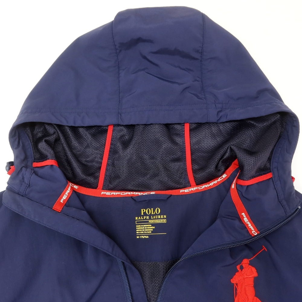 【中古】ポロ ラルフローレン Polo Ralph Lauren ナイロン ビッグポニー フーデッドブルゾン ネイビー【 M 】【 状態ランクC 】【 メンズ 】