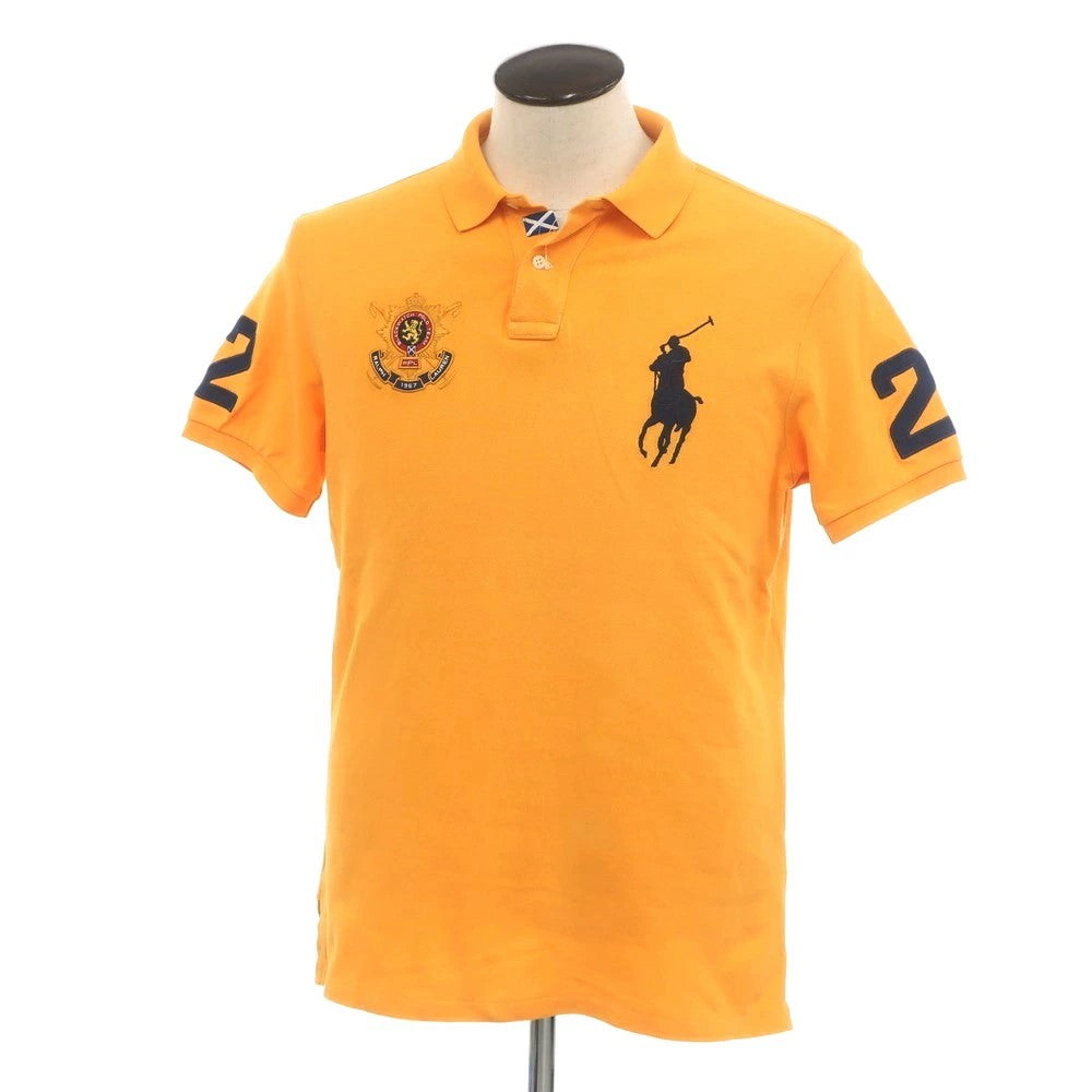 【中古】ポロ ラルフローレン Polo Ralph Lauren コットン 鹿の子 半袖ポロシャツ イエローオレンジ系【 L 】【 状態ランクC 】【 メンズ 】