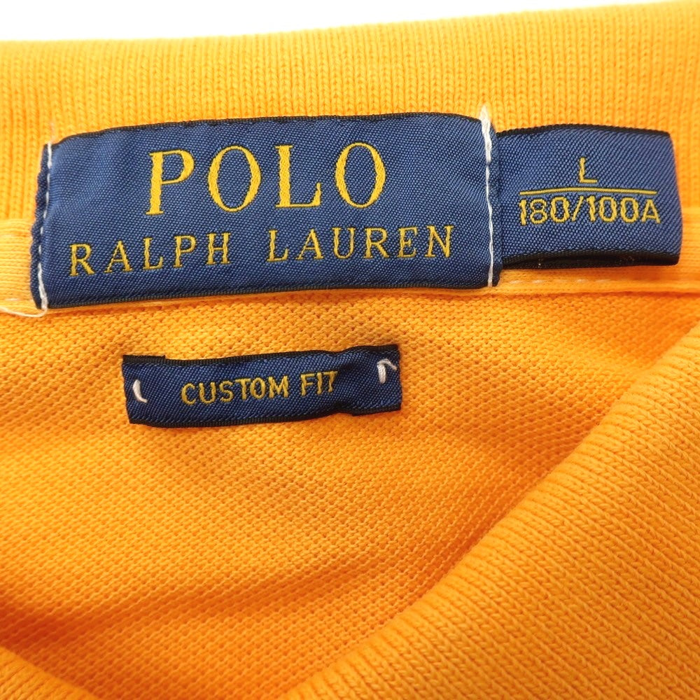 【中古】ポロ ラルフローレン Polo Ralph Lauren コットン 鹿の子 半袖ポロシャツ イエローオレンジ系【 L 】【 状態ランクC 】【 メンズ 】