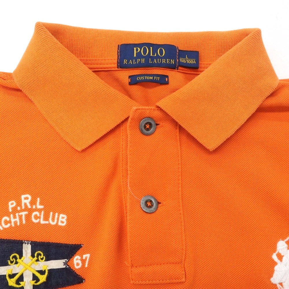 【中古】ポロ ラルフローレン Polo Ralph Lauren コットン 鹿の子 半袖ポロシャツ オレンジ【 L 】【 状態ランクB 】【 メンズ 】