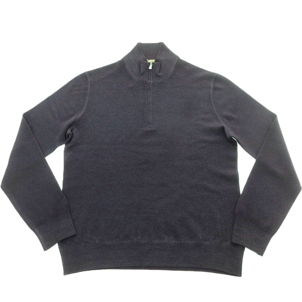【中古】グランサッソ GRAN SASSO ハイゲージ ウール ハーフジップ プルオーバーニット ダークグレー【 48 】【 状態ランクB 】【 メンズ 】