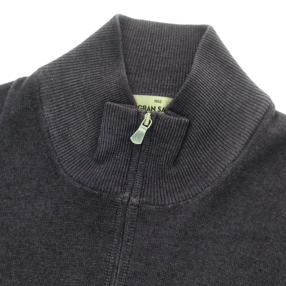 【中古】グランサッソ GRAN SASSO ハイゲージ ウール ハーフジップ プルオーバーニット ダークグレー【 48 】【 状態ランクB 】【 メンズ 】