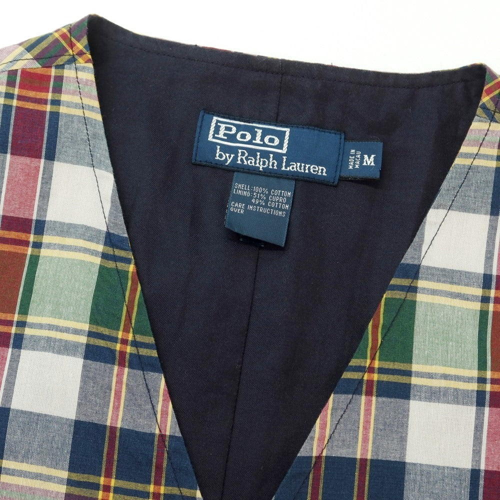 【中古】ポロ ラルフローレン Polo Ralph Lauren コットン チェック ジレ ベスト マルチカラー【 M 】【 状態ランクB 】【 メンズ 】