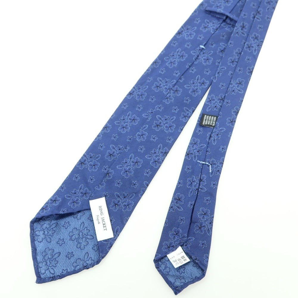 【中古】リングヂャケット RING JACKET セッテピエゲ フラワー柄ネクタイ ダークブルー【 状態ランクB 】【 メンズ 】