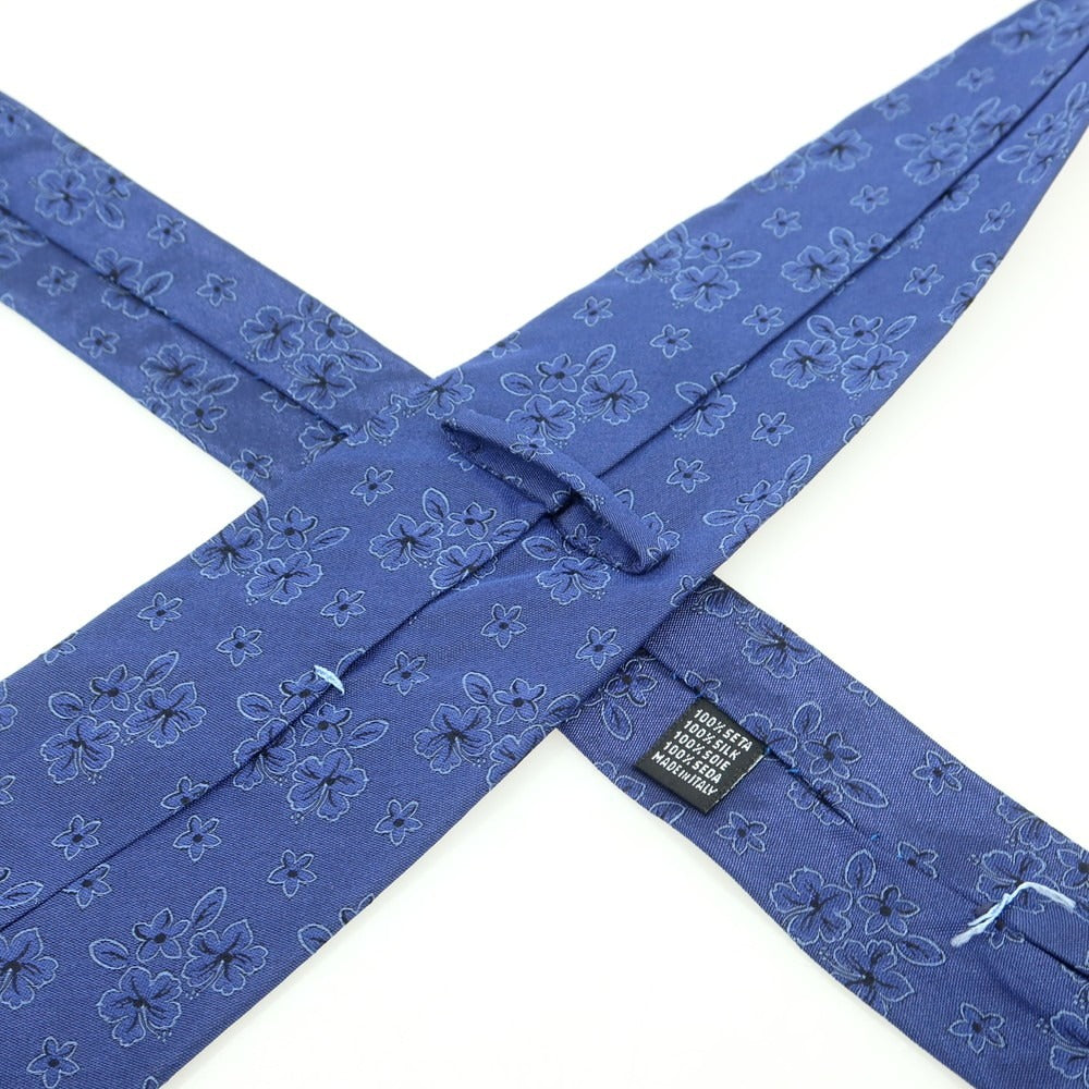 【中古】リングヂャケット RING JACKET セッテピエゲ フラワー柄ネクタイ ダークブルー【 状態ランクB 】【 メンズ 】