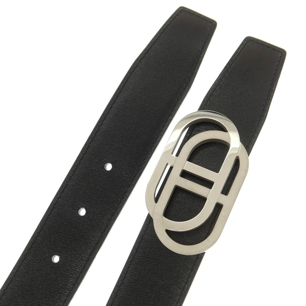 【中古】エルメス HERMES リバーシブル レザー ベルト ブラックxダークブルー【 80 】【 状態ランクB 】【 メンズ 】