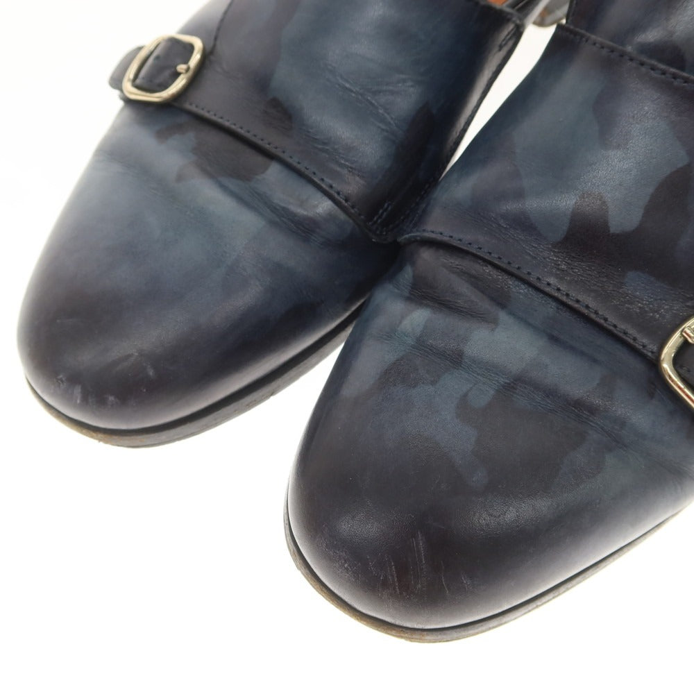 【中古】サントーニ Santoni カモフラージュ柄 ダブルモンク ローファー ライトネイビー系【 6 】【 状態ランクD 】【 メンズ 】