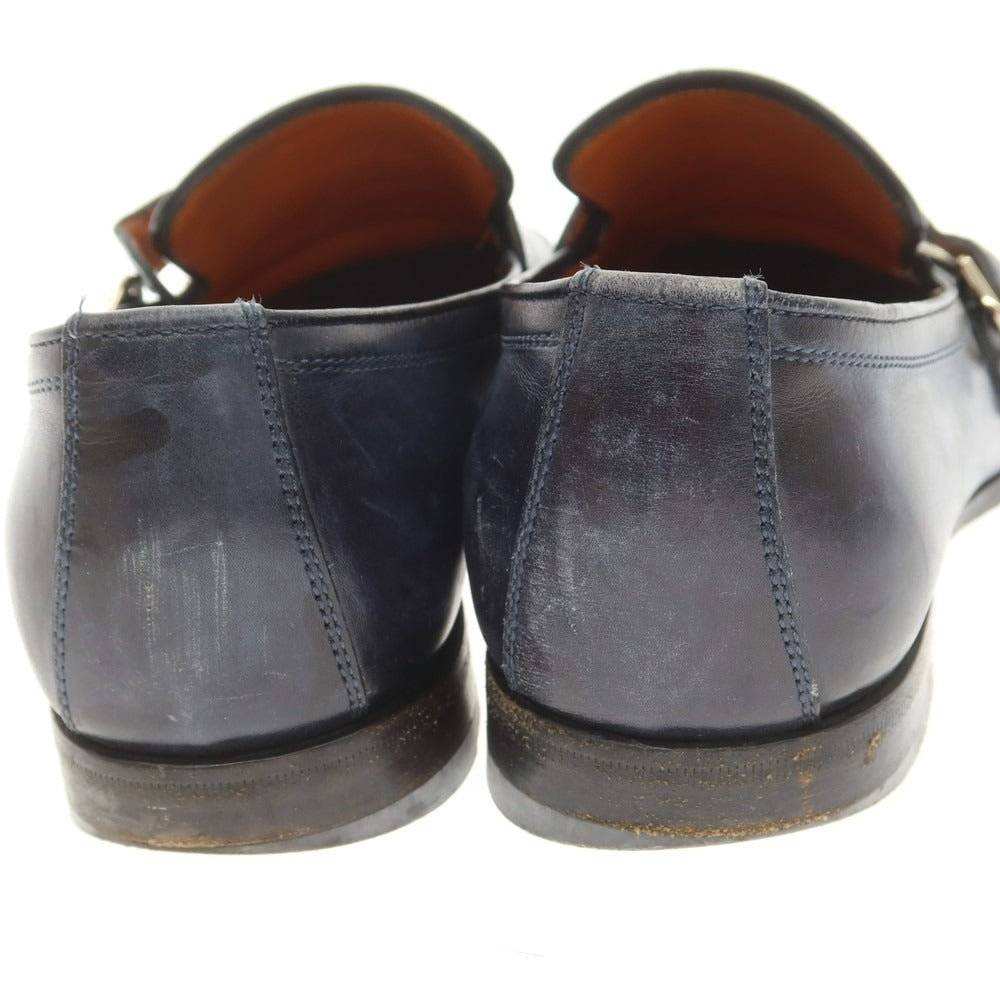 【中古】サントーニ Santoni カモフラージュ柄 ダブルモンク ローファー ライトネイビー系【 6 】【 状態ランクD 】【 メンズ 】
