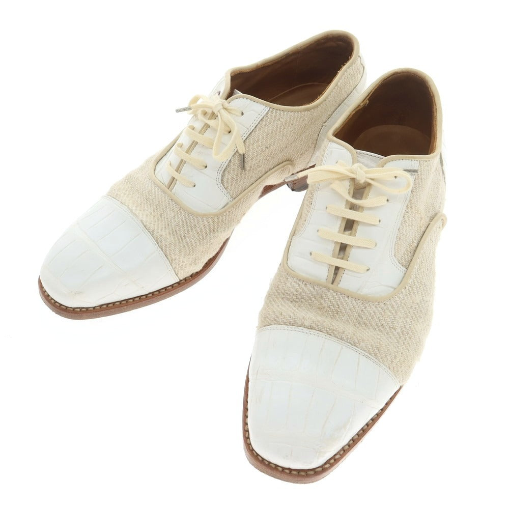 【中古】マリオ ベーメル MARIO BEMER キャンバス コンビ ドレスシューズ ホワイト【 39 】【 状態ランクC 】【 メンズ 】