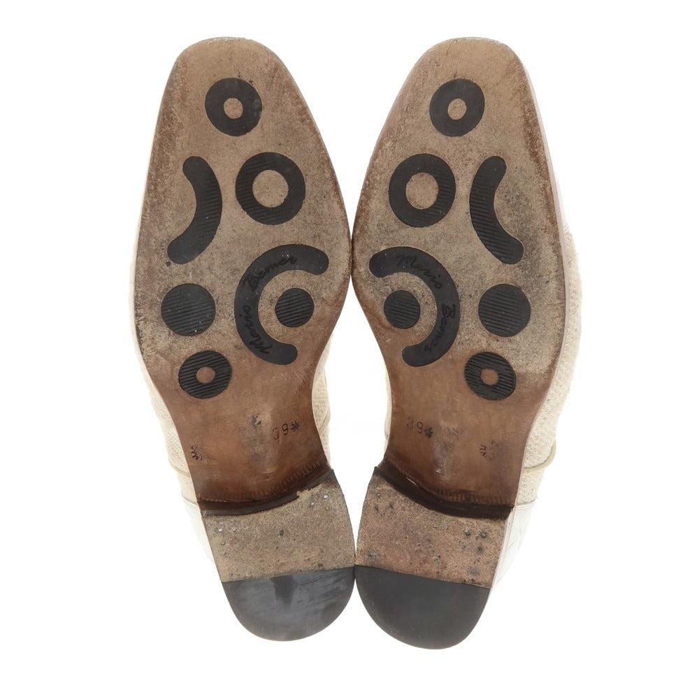 【中古】マリオ ベーメル MARIO BEMER キャンバス コンビ ドレスシューズ ホワイト【 39 】【 状態ランクC 】【 メンズ 】