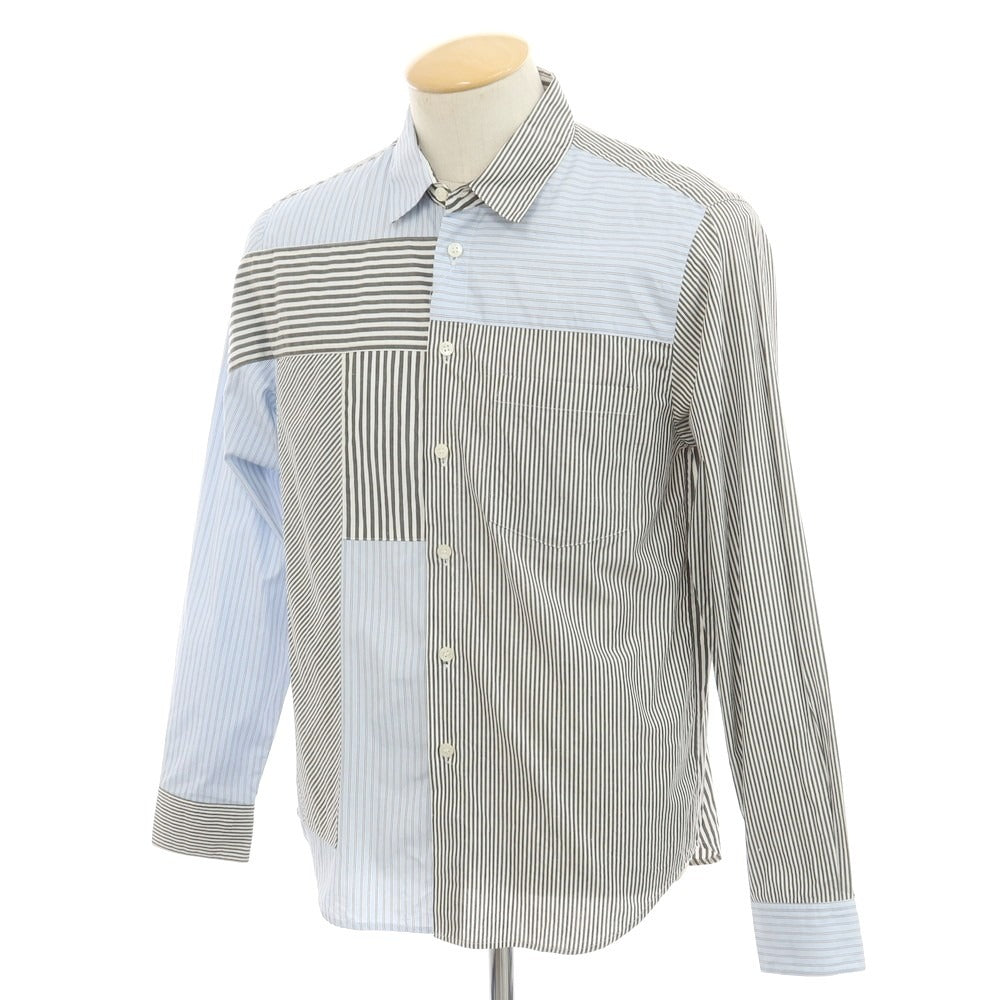【中古】ディスカバード DISCOVERED コットン ストライプ カジュアルシャツ ブルーxブラック【 1 】【 状態ランクB 】【 メンズ 】