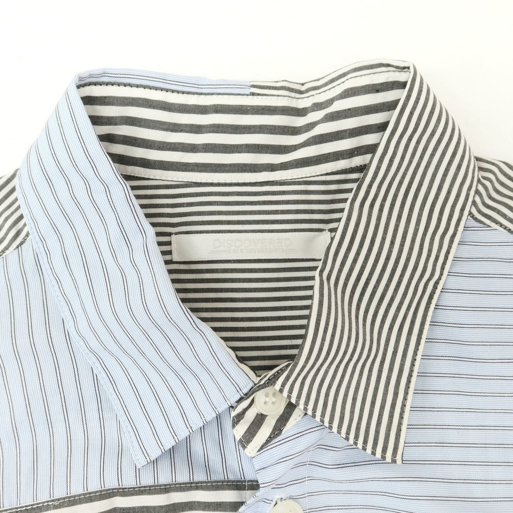 【中古】ディスカバード DISCOVERED コットン ストライプ カジュアルシャツ ブルーxブラック【 1 】【 状態ランクB 】【 メンズ 】