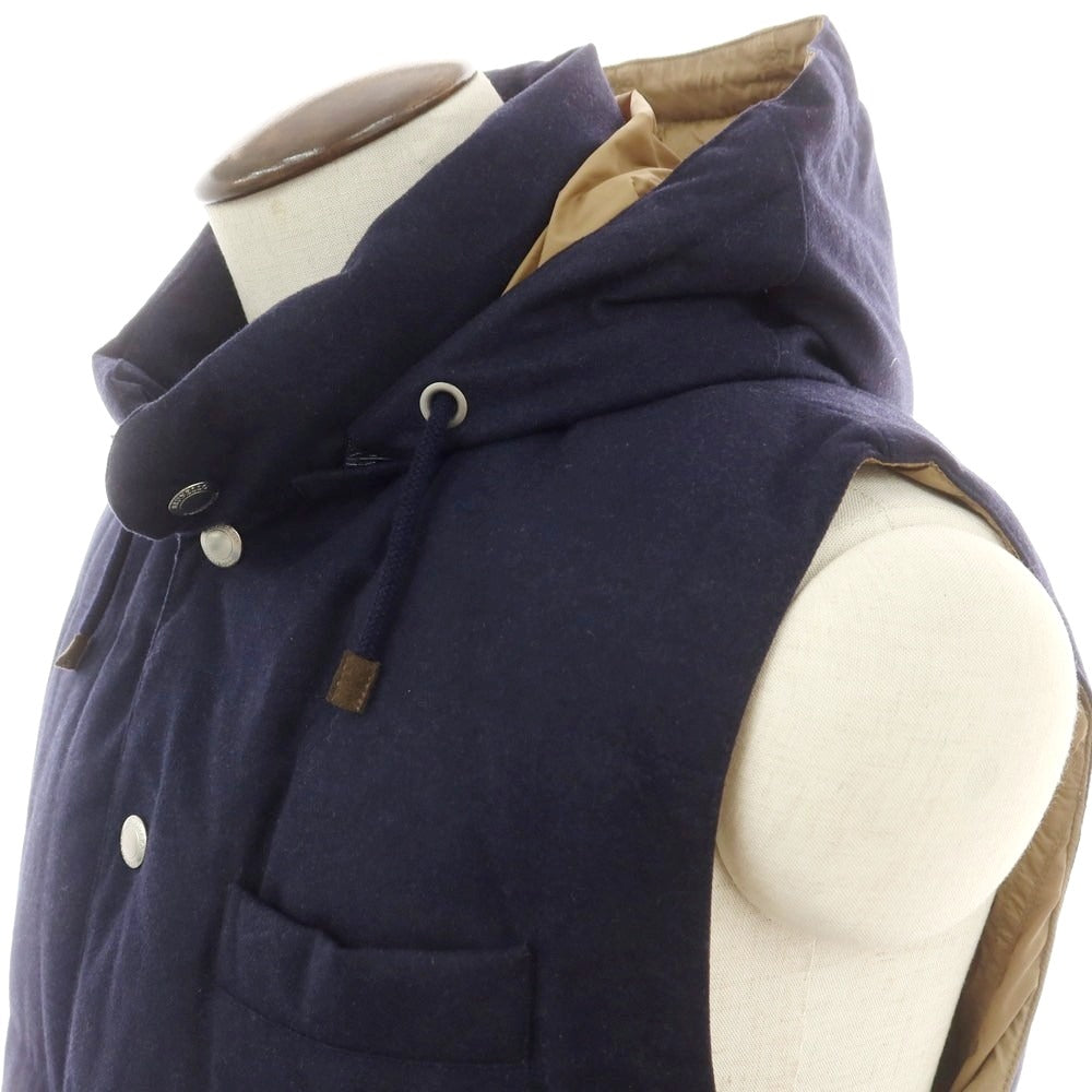 【中古】ブルネロクチネリ Brunello Cucinelli ウールシルクカシミヤ ダウンベスト ネイビー【 L 】【 状態ランクB 】【 メンズ 】