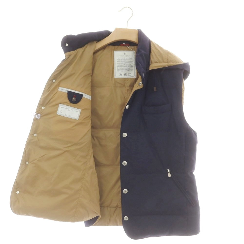 【中古】ブルネロクチネリ Brunello Cucinelli ウールシルクカシミヤ ダウンベスト ネイビー【 L 】【 状態ランクB 】【 メンズ 】
