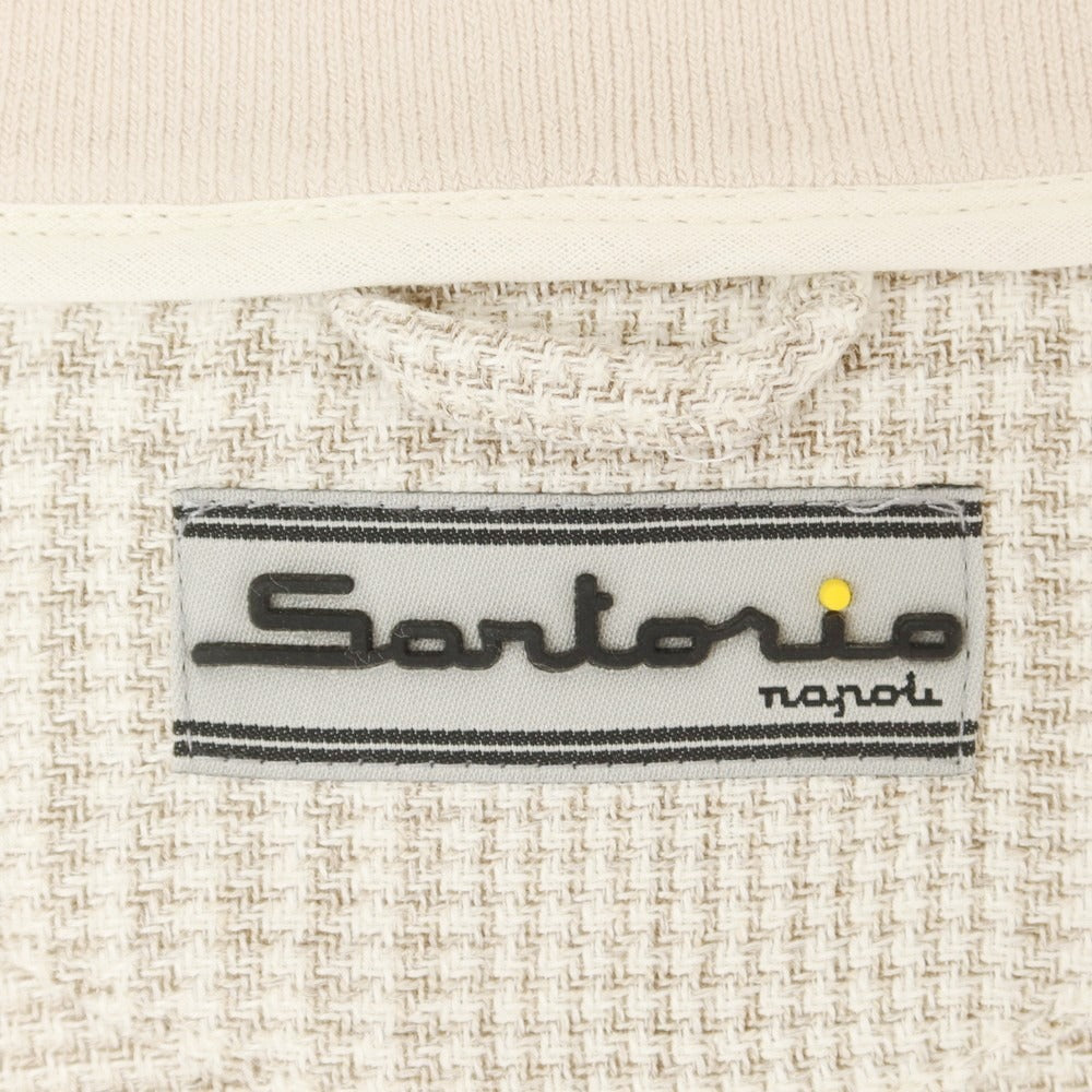 【中古】サルトリオ Sartorio リネンシルクウール バルスタリーノブルゾン ベージュxホワイト【 50 】【 状態ランクA 】【 メンズ 】