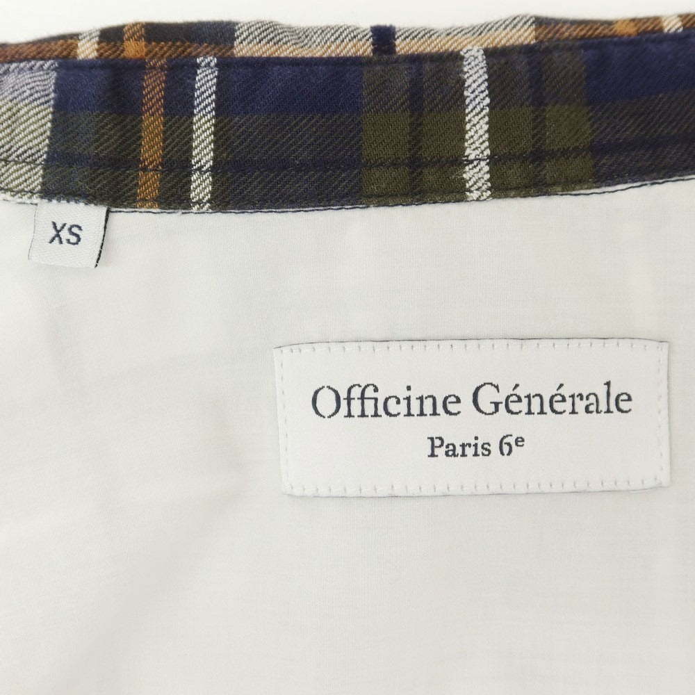 【中古】オフィチーネ ジェネラーレ OFFICINE GENERALE コットン チェック カジュアルシャツ ネイビーxライトグレー【 XS 】【 状態ランクB 】【 メンズ 】