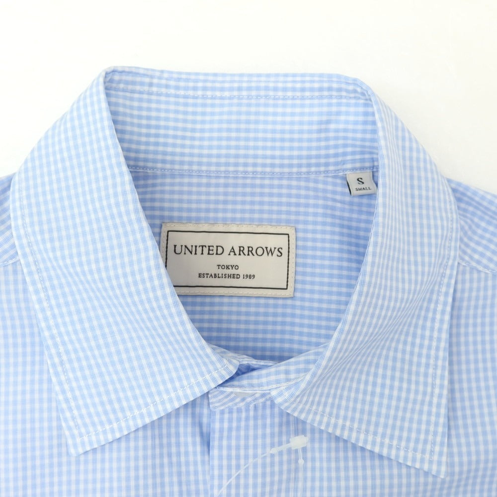 【中古】ユナイテッドアローズ UNITED ARROWS コットン チェック レギュラーカラー カジュアルシャツ ライトブルーxホワイト【 S 】【 状態ランクB 】【 メンズ 】