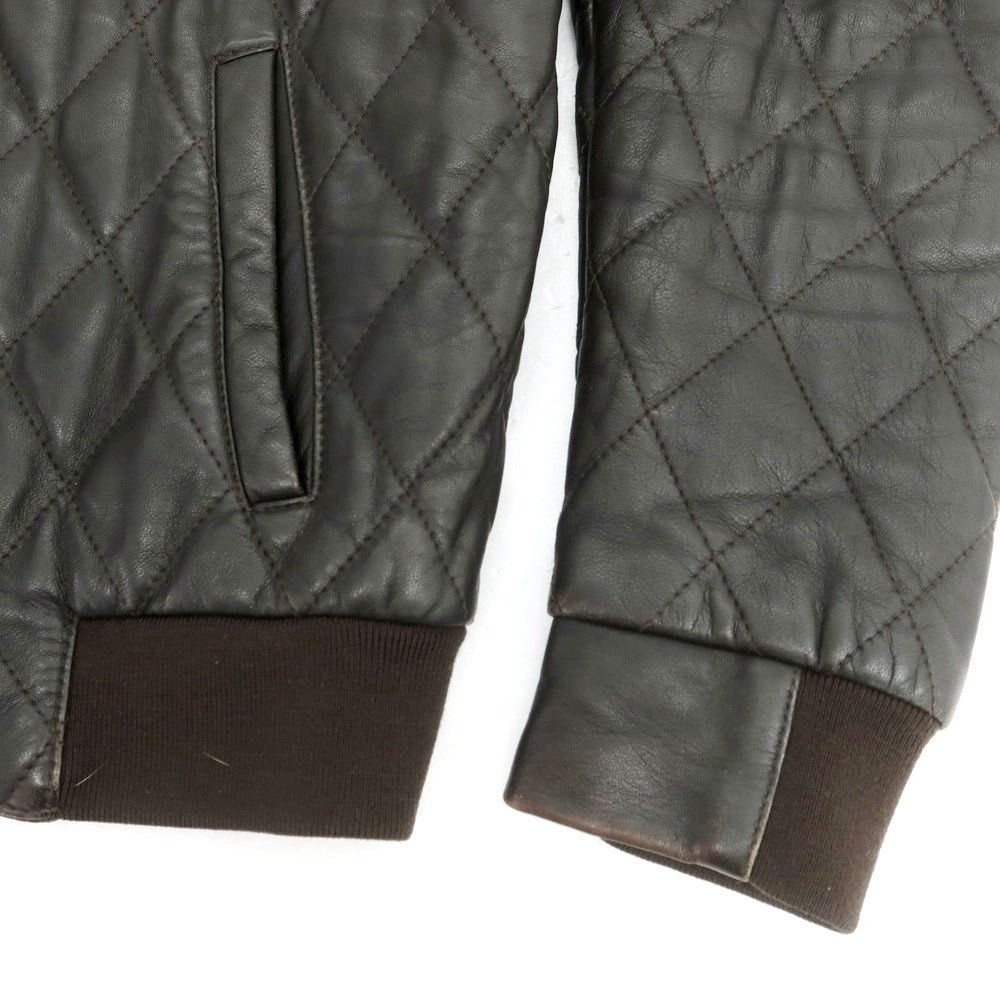 【中古】エンメティ EMMETI キルティング ファー レザーブルゾン ダークブラウン【 44 】【 状態ランクD 】【 メンズ 】