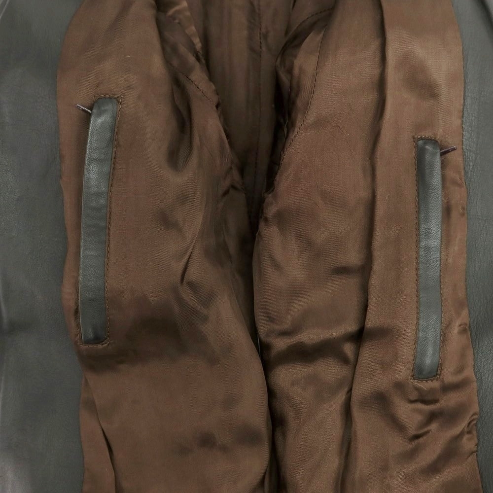 【中古】エンメティ EMMETI キルティング ファー レザーブルゾン ダークブラウン【 44 】【 状態ランクD 】【 メンズ 】