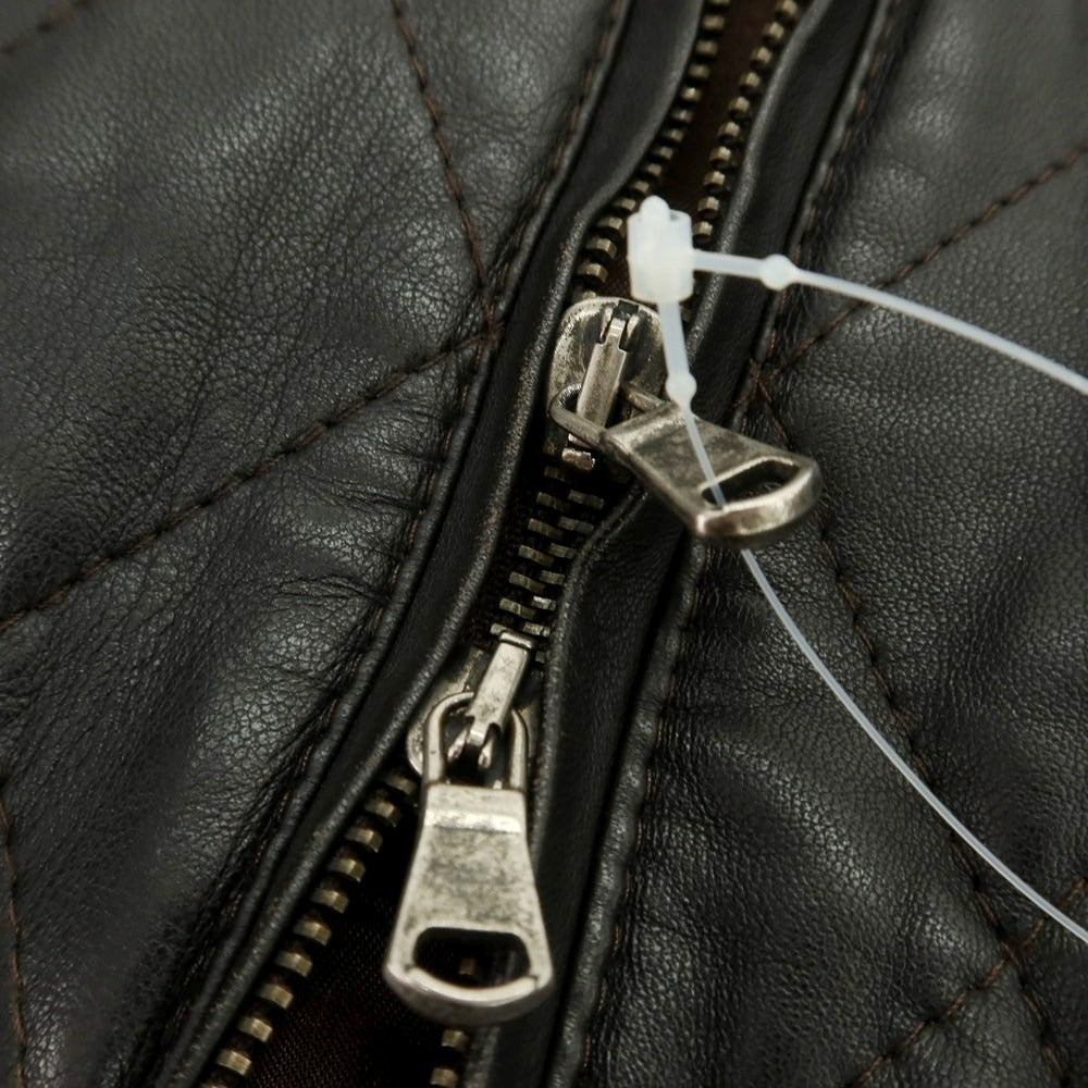 【中古】エンメティ EMMETI キルティング ファー レザーブルゾン ダークブラウン【 44 】【 状態ランクD 】【 メンズ 】