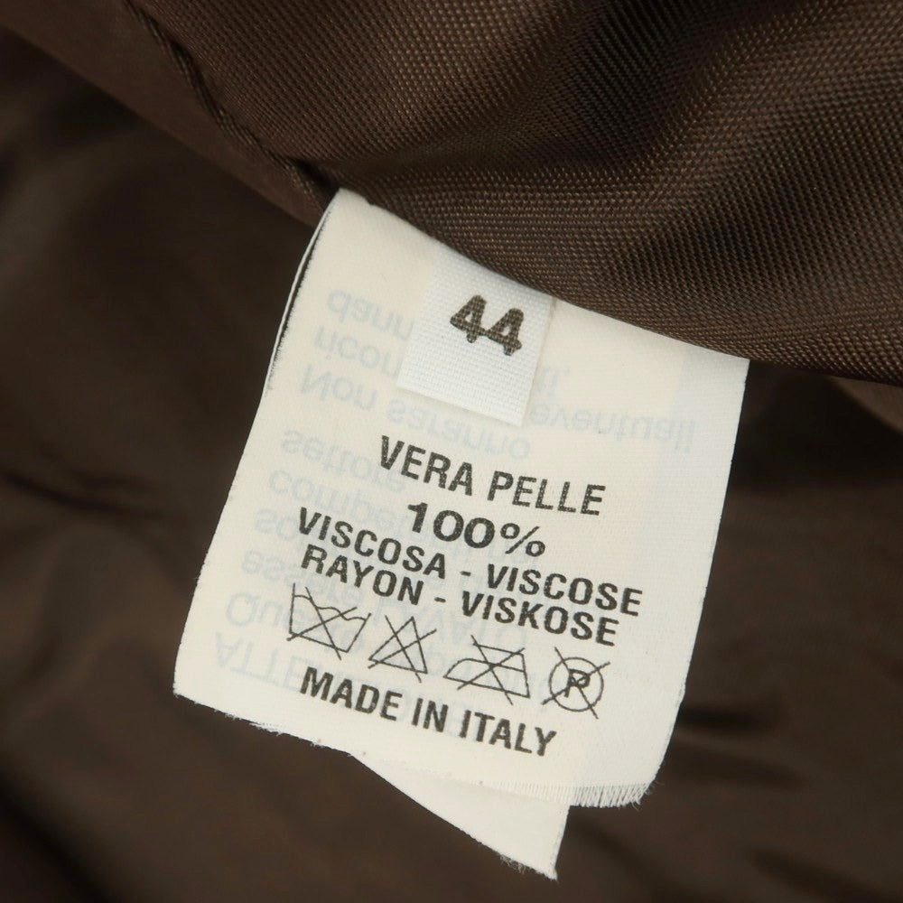 【中古】エンメティ EMMETI キルティング ファー レザーブルゾン ダークブラウン【 44 】【 状態ランクD 】【 メンズ 】