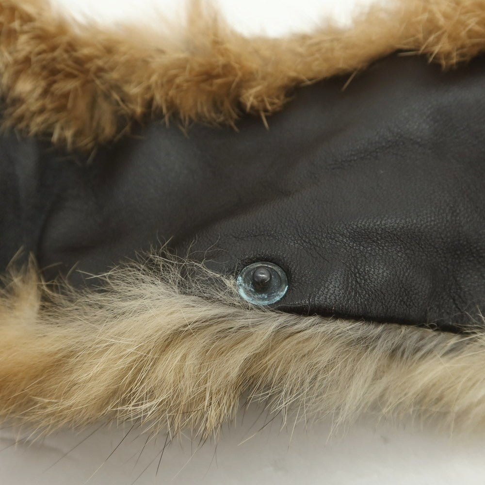 【中古】エンメティ EMMETI キルティング ファー レザーブルゾン ダークブラウン【 44 】【 状態ランクD 】【 メンズ 】