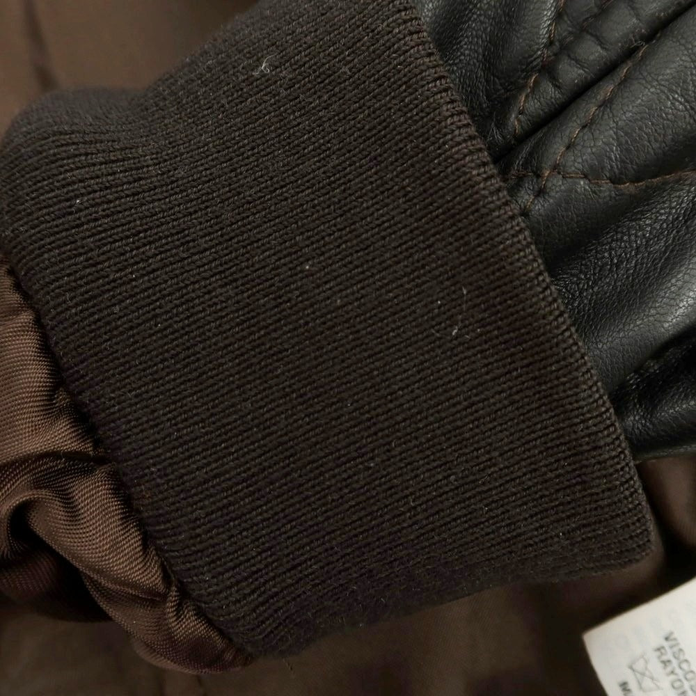 【中古】エンメティ EMMETI キルティング ファー レザーブルゾン ダークブラウン【 44 】【 状態ランクD 】【 メンズ 】