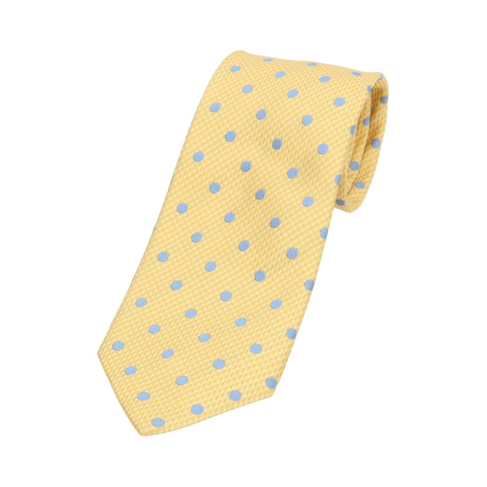 【中古】メイカーズシャツ カマクラ Makers Shirt 鎌倉 シルク ドット柄ネクタイ イエローxブルー【 状態ランクB 】【 メンズ 】