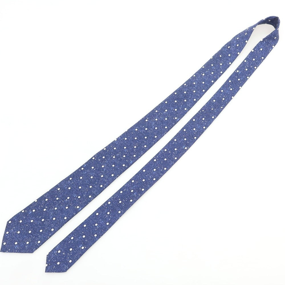 【中古】メイカーズシャツ カマクラ Makers Shirt 鎌倉 シルク プリント ドット柄ネクタイ ネイビーxホワイト【 状態ランクB 】【 メンズ 】