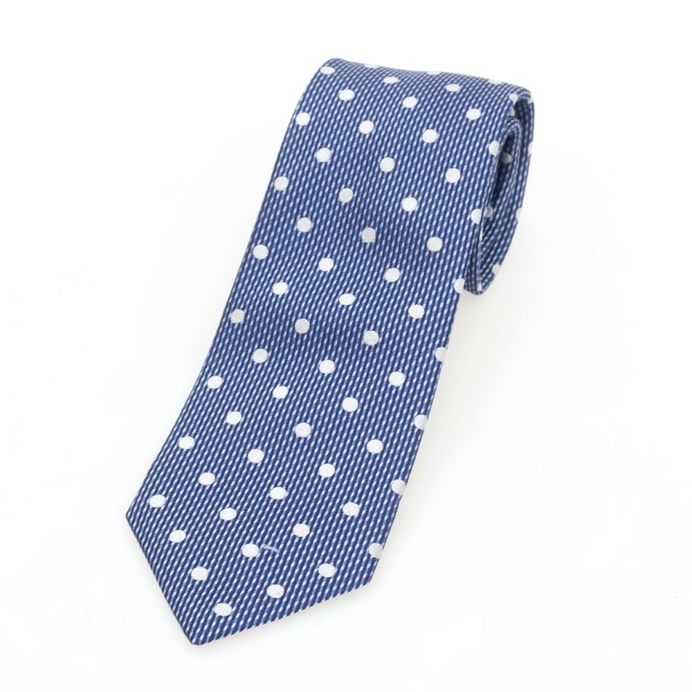 【中古】メイカーズシャツ カマクラ Makers Shirt 鎌倉 シルク ドット柄ネクタイ ブルーxホワイト【 状態ランクB 】【 メンズ 】