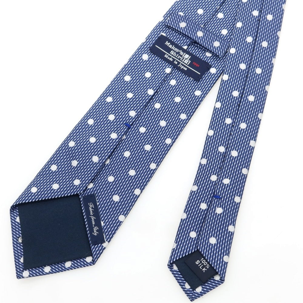 【中古】メイカーズシャツ カマクラ Makers Shirt 鎌倉 シルク ドット柄ネクタイ ブルーxホワイト【 状態ランクB 】【 メンズ 】