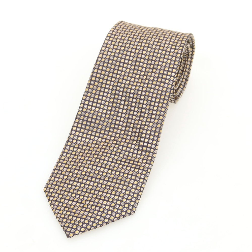 【中古】メイカーズシャツ カマクラ Makers Shirt 鎌倉 シルク ドット柄ネクタイ ブラウン系xネイビー【 状態ランクB 】【 メンズ 】