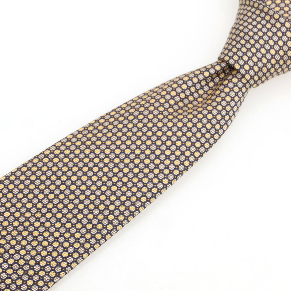 【中古】メイカーズシャツ カマクラ Makers Shirt 鎌倉 シルク ドット柄ネクタイ ブラウン系xネイビー【 状態ランクB 】【 メンズ 】