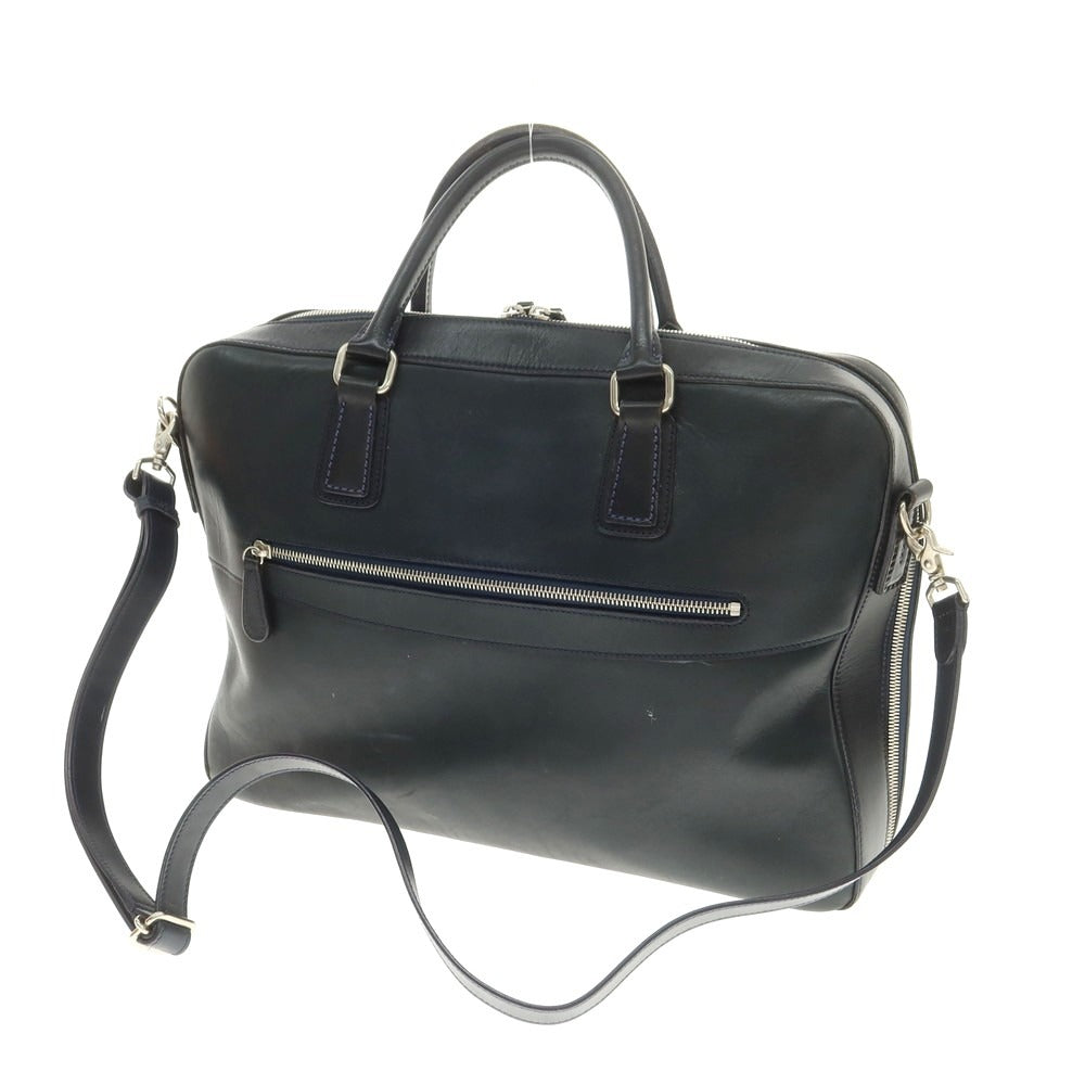 【中古】ソメスサドル SOMES  レザー 2層 ブリーフケース ネイビー【 状態ランクC 】【 メンズ 】