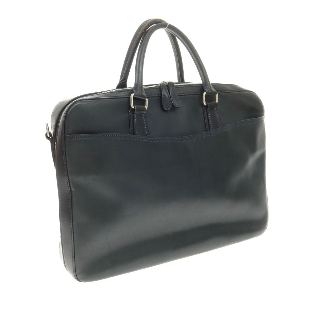 【中古】ソメスサドル SOMES  レザー 2層 ブリーフケース ネイビー【 状態ランクC 】【 メンズ 】