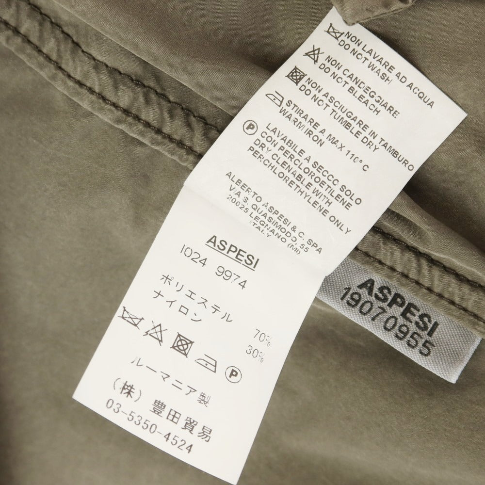 【中古】アスペジ ASPESI ポリエステルナイロン ミリタリージャケット オリーブ【 XS 】【 状態ランクB 】【 メンズ 】