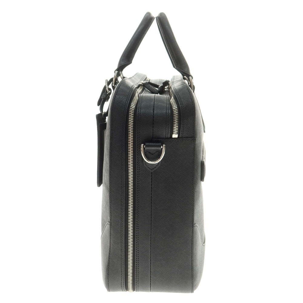 【中古】ペッレモルビダ PELLE MORBIDA 型押しレザー 2層 ブリーフケース ブラック【 状態ランクB 】【 メンズ 】