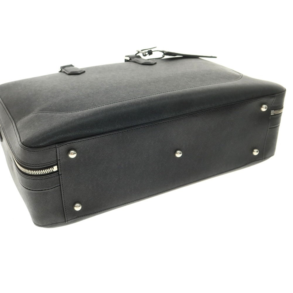【中古】ペッレモルビダ PELLE MORBIDA 型押しレザー 2層 ブリーフケース ブラック【 状態ランクB 】【 メンズ 】
